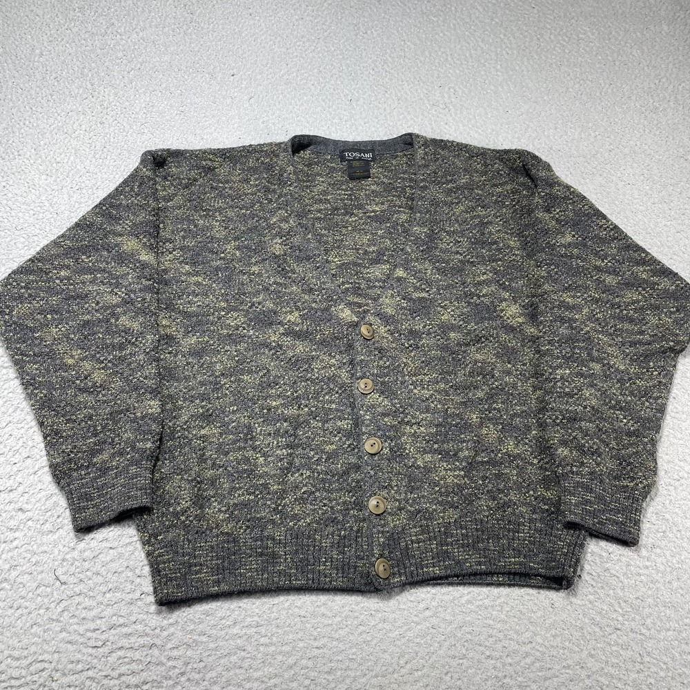 Tosani Sweater Mens Medium Gray Wool Blend‎ Knit Button V Neck Cardigan Canada